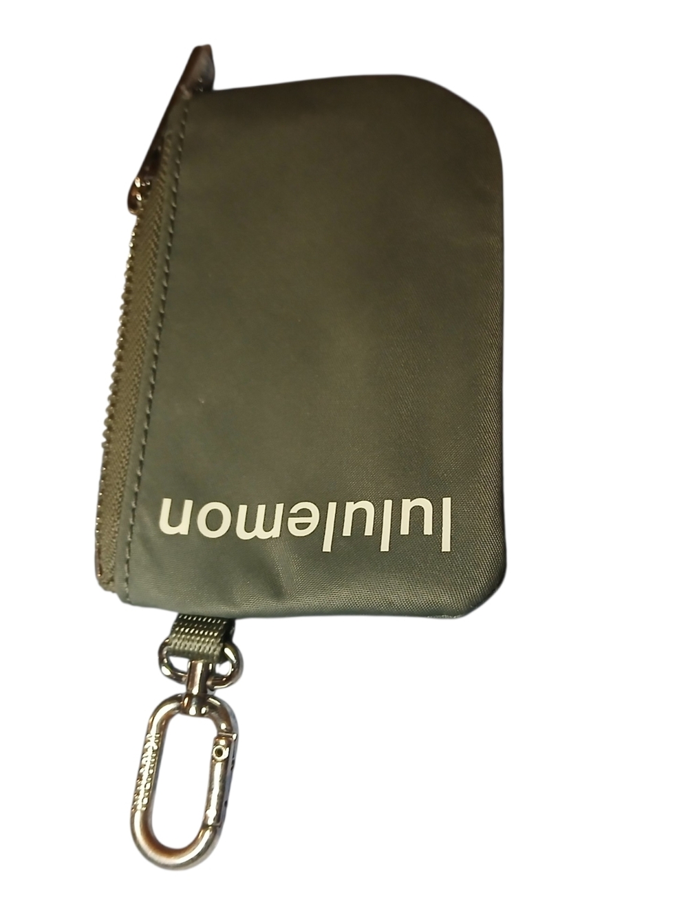 lululemon Sage Gray W/ White Text Clippable Key Card Holder Pouch